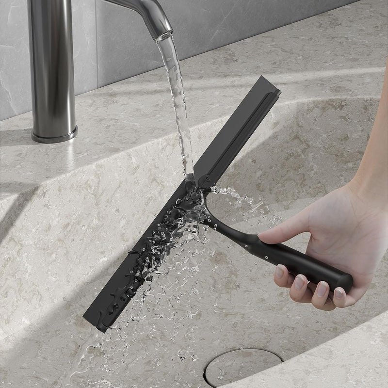 APLOP Shower Squeegee for Glass Doors, Shower Squeegee for Tile Shower Walls, Stainless Steel Squeegee for Bathroom, Windows and Mirrors with Storage Hook-12”, Black - Image 5